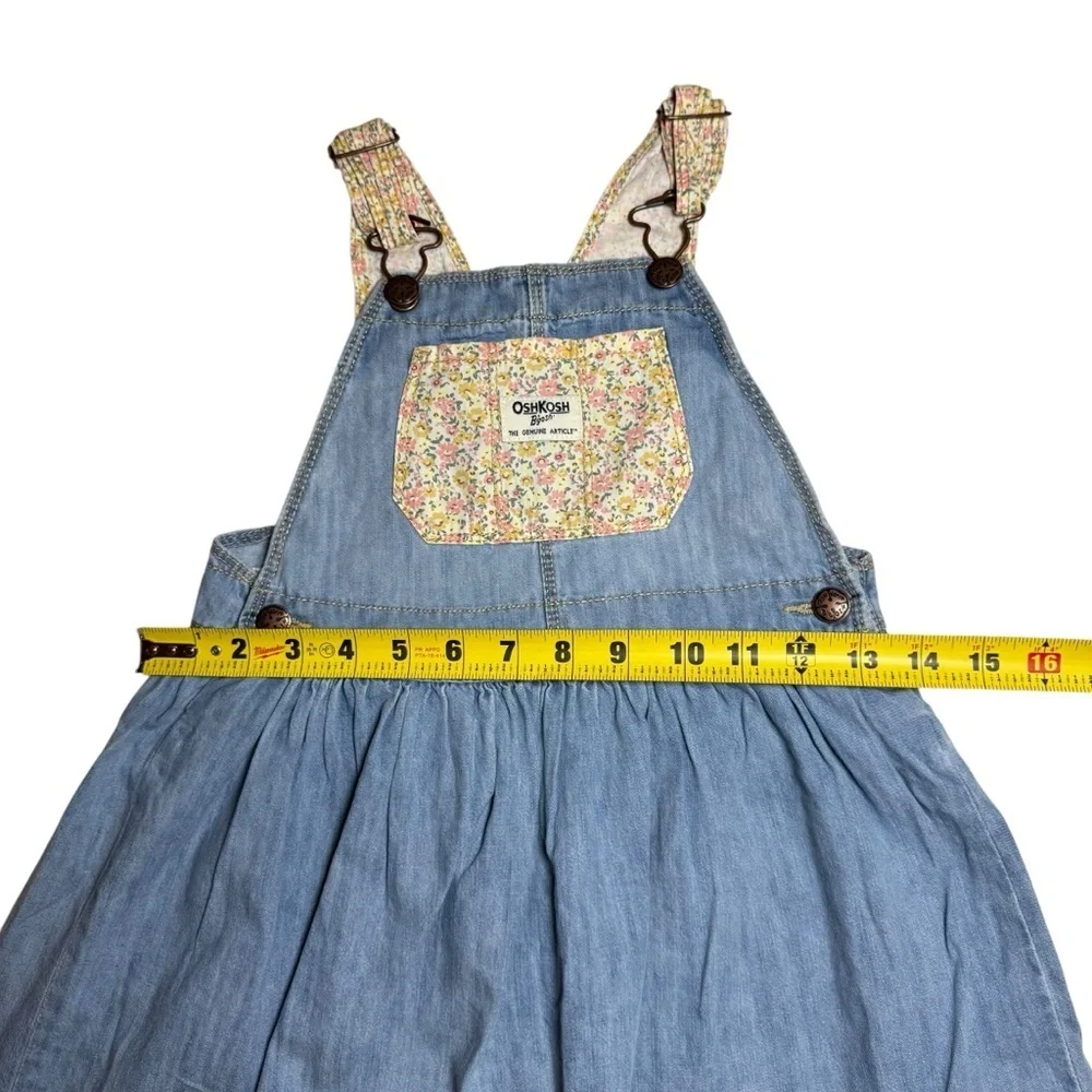 OshKosh B'gosh Baby Blue Floral & Denim Jumper Dress- Size 5T